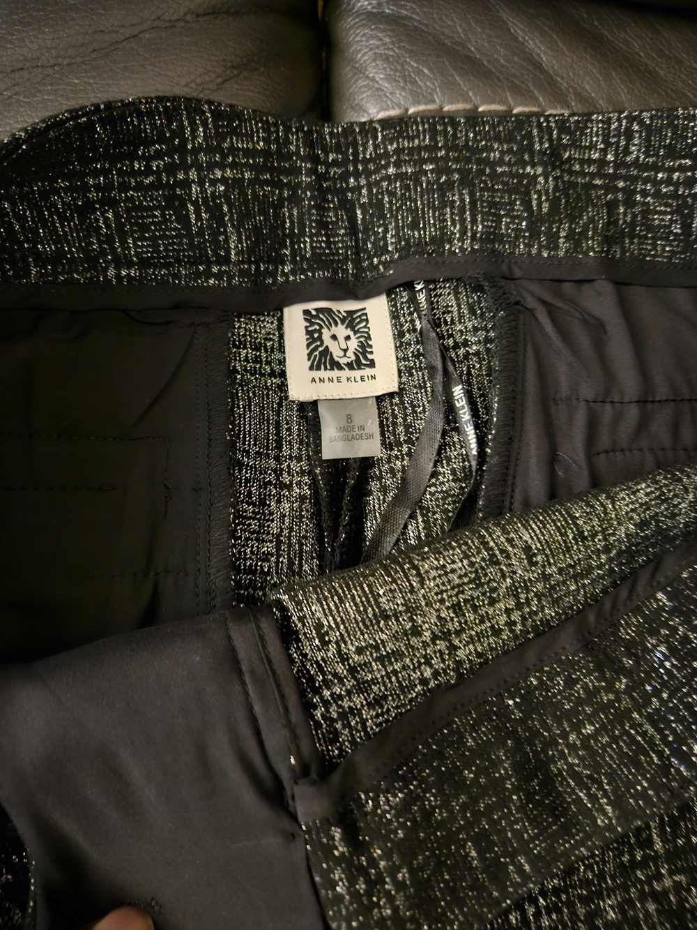 Anne Klein Black and Silver Textured Women's Dress Pants - Picture 5 of 8